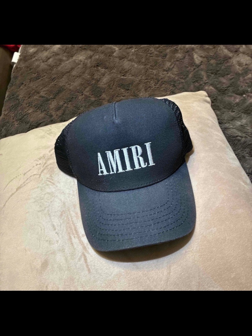AMIRI Black Embroidered Logo Trucker Hat